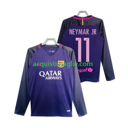 Divisa di Calcio Barcellona Neymar JR 11 2016 2017 Retro Trasferta Manica Lunga